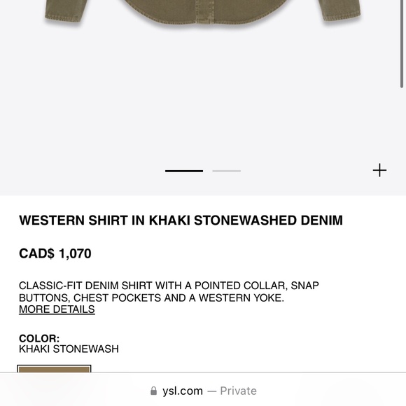 WESTERN SHIRT IN KHAKI STONEWASHED DENIM - Picture 3 of 10